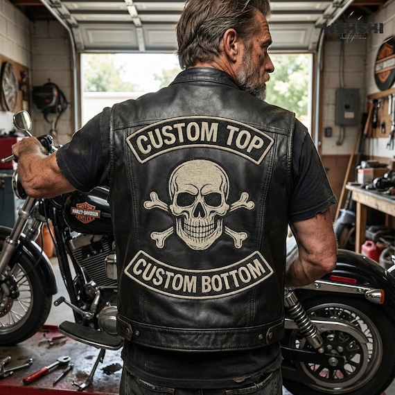 Custom Leather Vest Men– Personalized Cowhide Western Vest, Handmade Biker Vest, Custom Name/Logo Vest, HD Waistcoat, Christmas gift for him