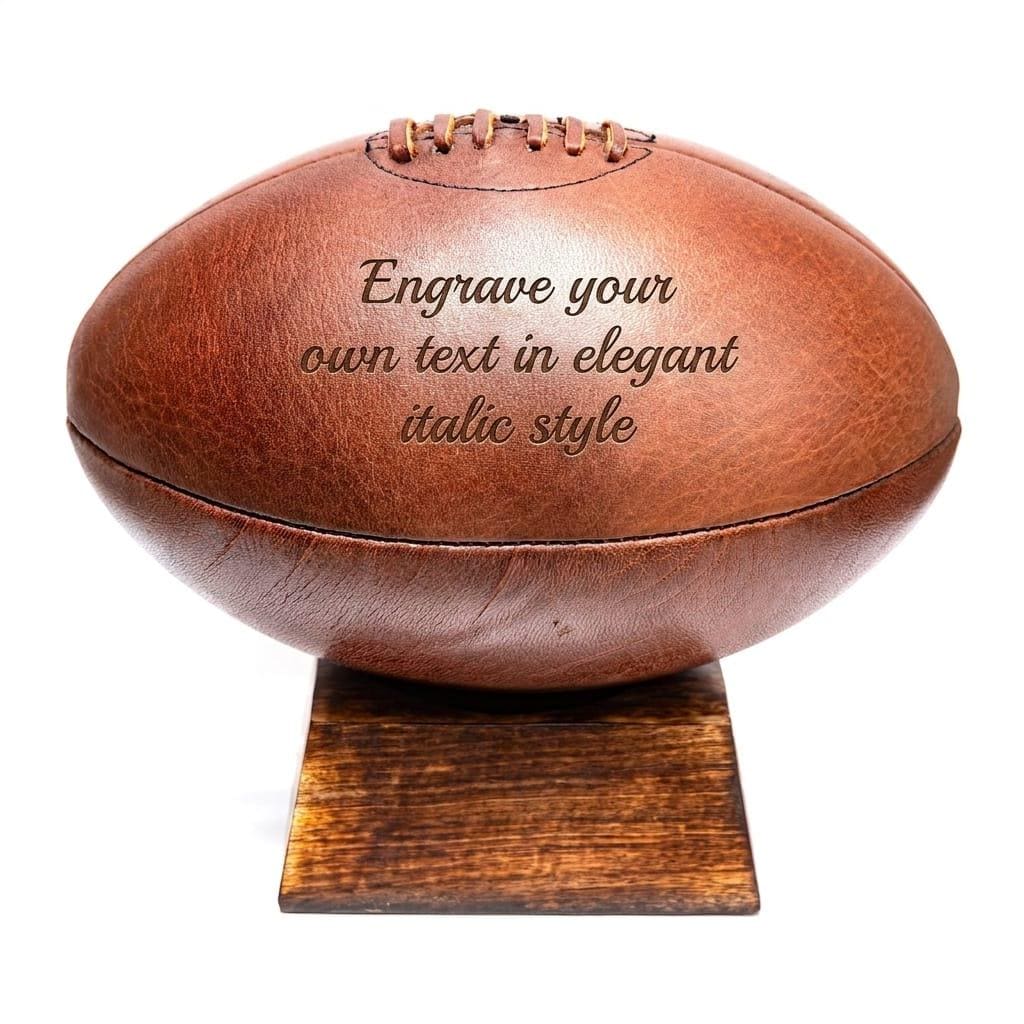 Personalized Vintage Leather Rugby Ball - Custom Engraved American Football - Sports Collectible - Home & Office Decor., Halloween Gift.