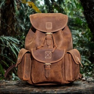 Crazy Horse Leather Backpack: Rugged Boho Travel Rucksack