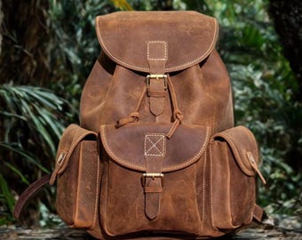 Crazy Horse Leder Rucksack: Robuster Boho Reiserucksack