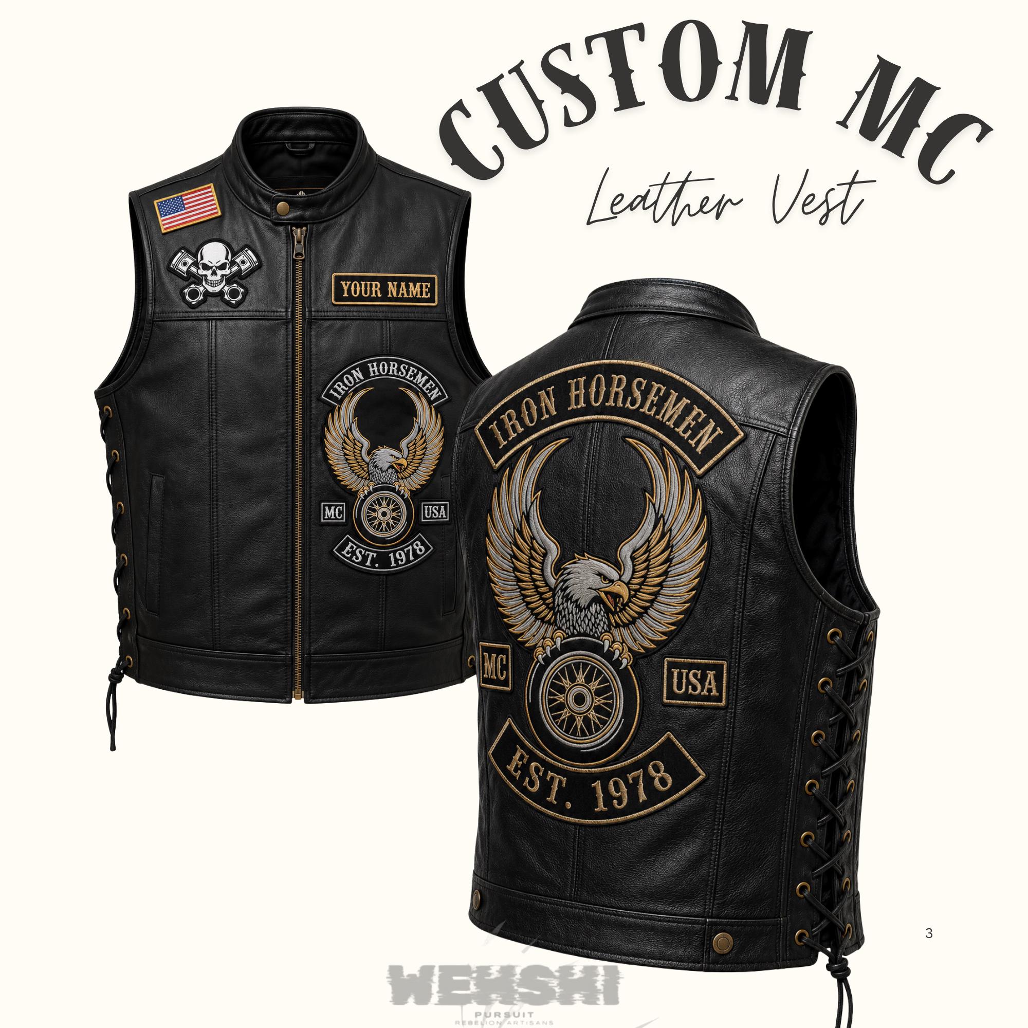 バイカーベスト Mayans mc mc ベスト 本革 メッシュレザーバイカー