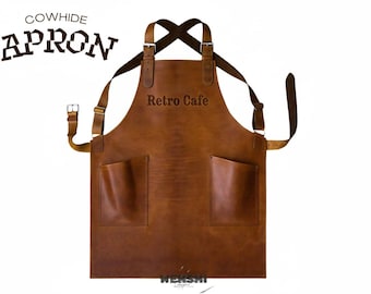Personalized Cowhide Leather Apron: Protective Unisex Workwear