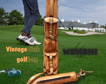 Retro Vintage Tanned Leather Handmade Golf Club Bag, 3 Pockets for Golf Balls and Tips, Golf Balls Bag, Groomsmen gift, Christmas Gift.