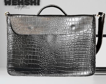 Executive laptoptas met krokodillenreliëf, kantoortas, MacBook-tas met handvat aan de bovenkant, schoudertas, kerstcadeau, cadeau bruidsjonker.