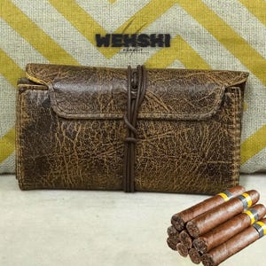 Portasigari in pelle retrò vintage bicolore / Humidor da viaggio per sigari / Portasigarette / Regalo personalizzato per lui / Regalo di Natale