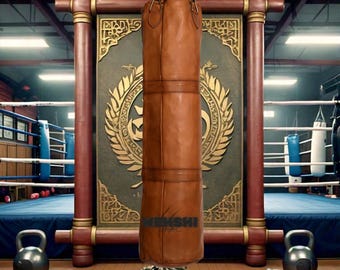 Klassieke handgemaakte premium leren bokszak Heavy-duty, duurzame boks- en MMA-trainingsuitrusting | Zware tas | Zandzak| Kerstcadeau voor hem.