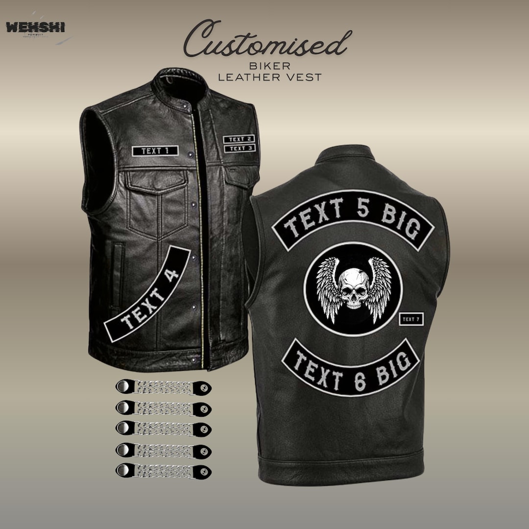 Custom Motorcycle Club Leather Vest – Biker Vest With Patches - Etsy
