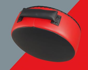 Almohadilla redonda de cuero genuino para entrenamiento de boxeo y kickboxing. Equipamiento de boxeo y kickboxing.