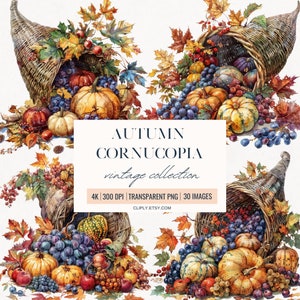 Illustrazione della cornucopia autunnale, clipart della cornucopia dell'acquerello, clipart della cornucopia autunnale, illustrazioni dell'autunno dell'acquerello