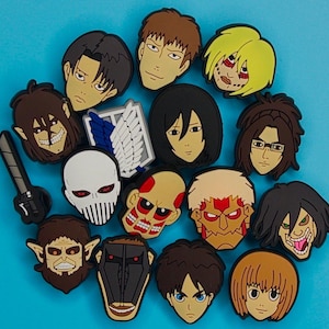 Charms para zapatos de anime, paquete completo de 16 piezas, Ataque de Titanes