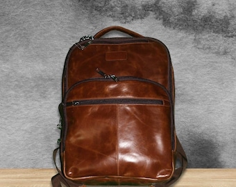 Leather backpack with 100% genuine leather (HANDMADE)