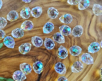 40 Pcs. Teardrop Glass Beads, Clear AB. 8x10mm, Clear AB Bling Beads, Teardrop Beads, Crystal Glass Beads, Loose Beads, DIY Jewelry