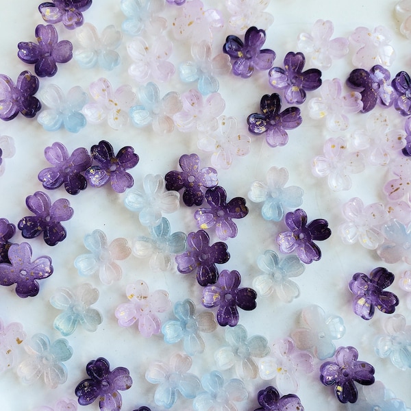 50 Pcs. Purple Glass Flower Bead Caps, 10mm Sakura, Mix Colors, Cherry Blossom Beads, Flower Making Beads, Glass Flower Beads, DIY Flowers
