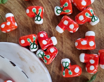 Ceramic Santa Boot Bead, Glazed Stocking Ceramic Beads, Christmas Beads, Santa Boot, DIY Beads, 17mm, Handmade beads, Beaded Bracelet