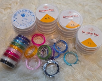 40 Pcs. Elastic Beading Thread, Stretch Beading String for Bracelets, Clear Stretch Thread, Multi Color Stretch String, Various Sizes