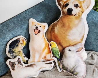 Custom Pet Pillow Personalized Pillow 3D Dog Photo Pillow Double-sided Print Throw Pillow Personalized Stuffed Animal Pillow Sofa Decorative