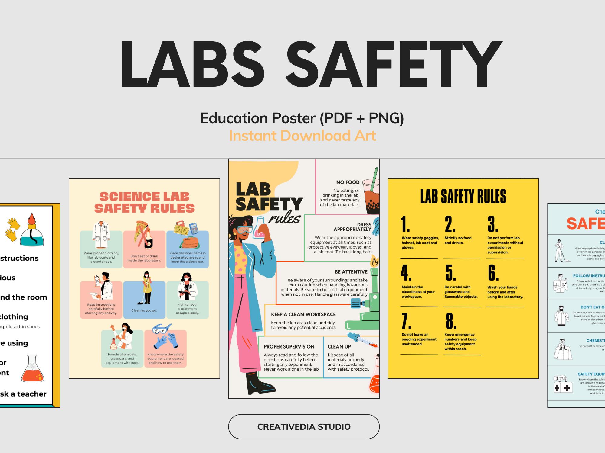 Lab Safety Rules Poster Set – Science Classroom Decor (digital Download ...