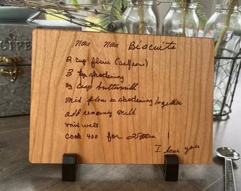 Best gifts for her | Handwriting gifts | Handwritten Recipe Card | Memorial Gift | Keepsake Gifts | Grandmas Recipe | Moms Recipe on Wood