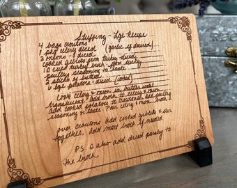 Handwritten Recipe Card Wood | Etched Recipe | Engraved Recipe Card | Grandmas Recipe | Family Gift | Send us your recipe, we do the rest!