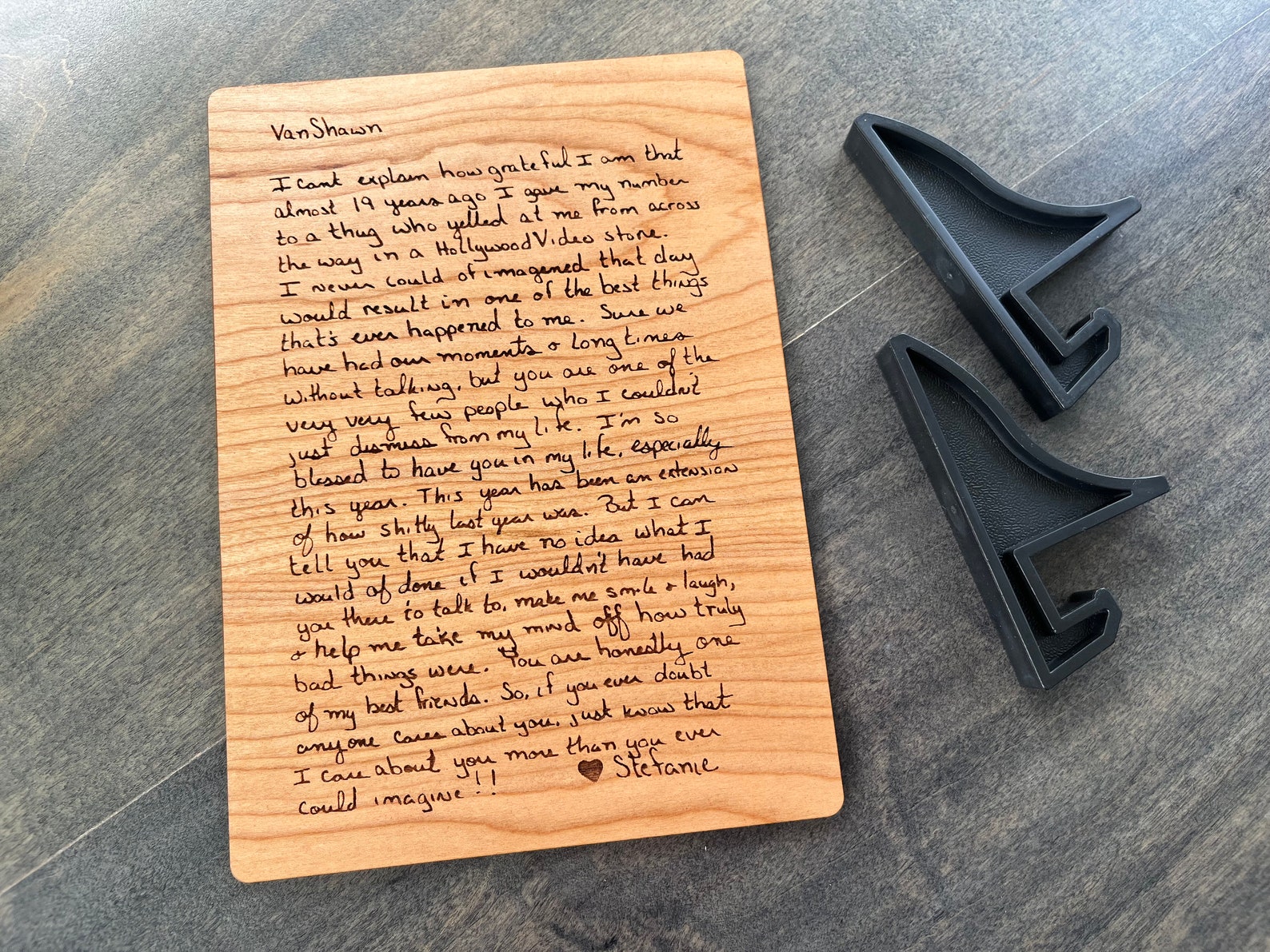 Engraved Handwriting Keepsake | Personalized Wood Note, Laser Engraved ...