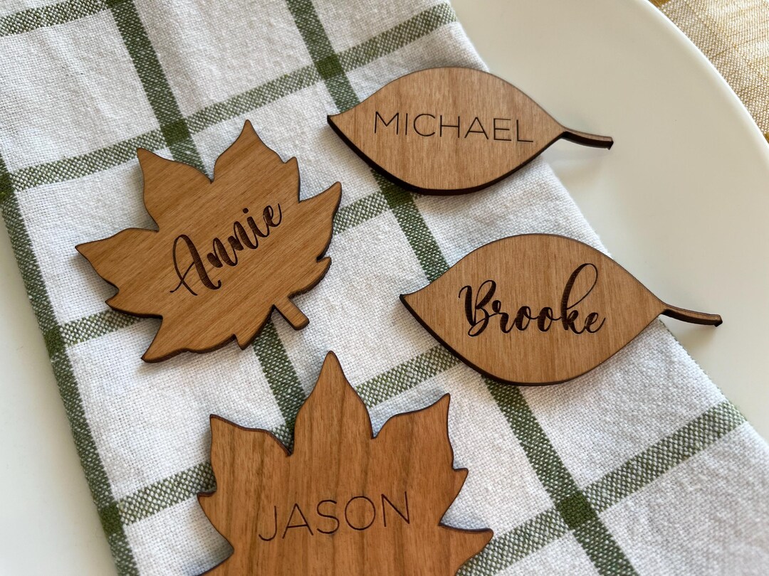 Thanksgiving Table Setting Name Tags: Table Setting Tags, Wooden Leaf ...