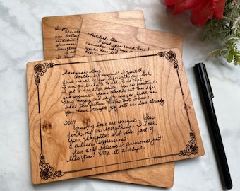 Nota de madera / Nota manuscrita grabada / Recuerdos escritos a mano / Carta manuscrita de madera / Regalo escrito a mano / Regalos escritos a mano