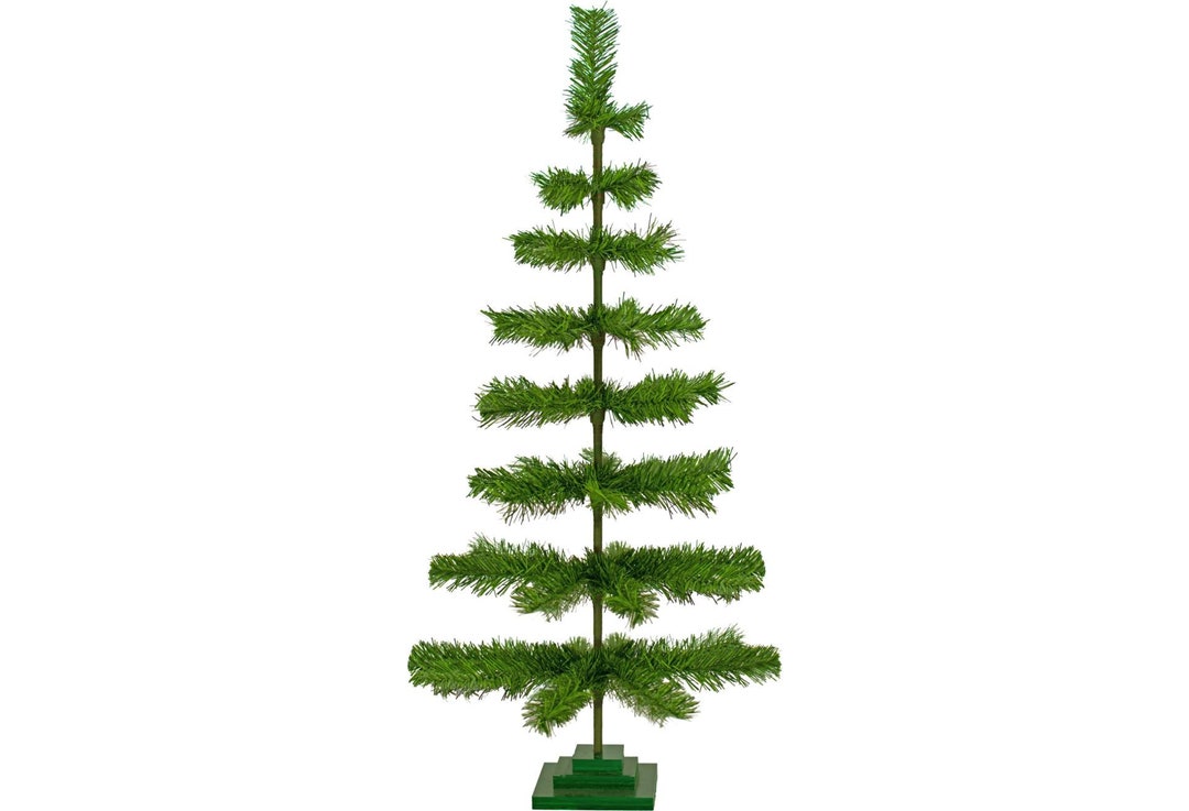48'' Alpine Green Christmas Tree Tinsel Feather Style Etsy