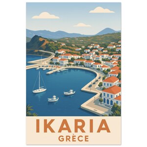 Ikaria Escale en mer Égée - Luxe Poster Art / Écologique / 29 Tailles Disponibles