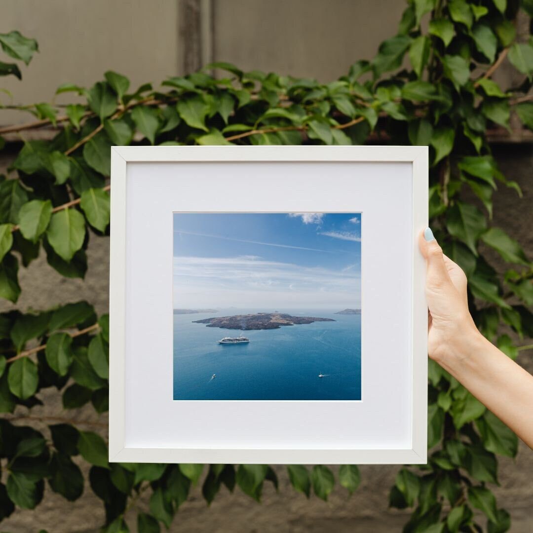 Art mural Santorin Grèce | Art décoratif | téléchargement numérique | étendue panoramique sur le bleu de la mer Égée depuis Santorin