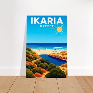 Une Journée à la Plage à Ikaria: Poster Écologique en Papier Premium - Art Mur Décoratif