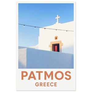 Poster Petite Chapelle Blanche de Patmos - Stampa opaca premium - Elegante decorazione artistica greca