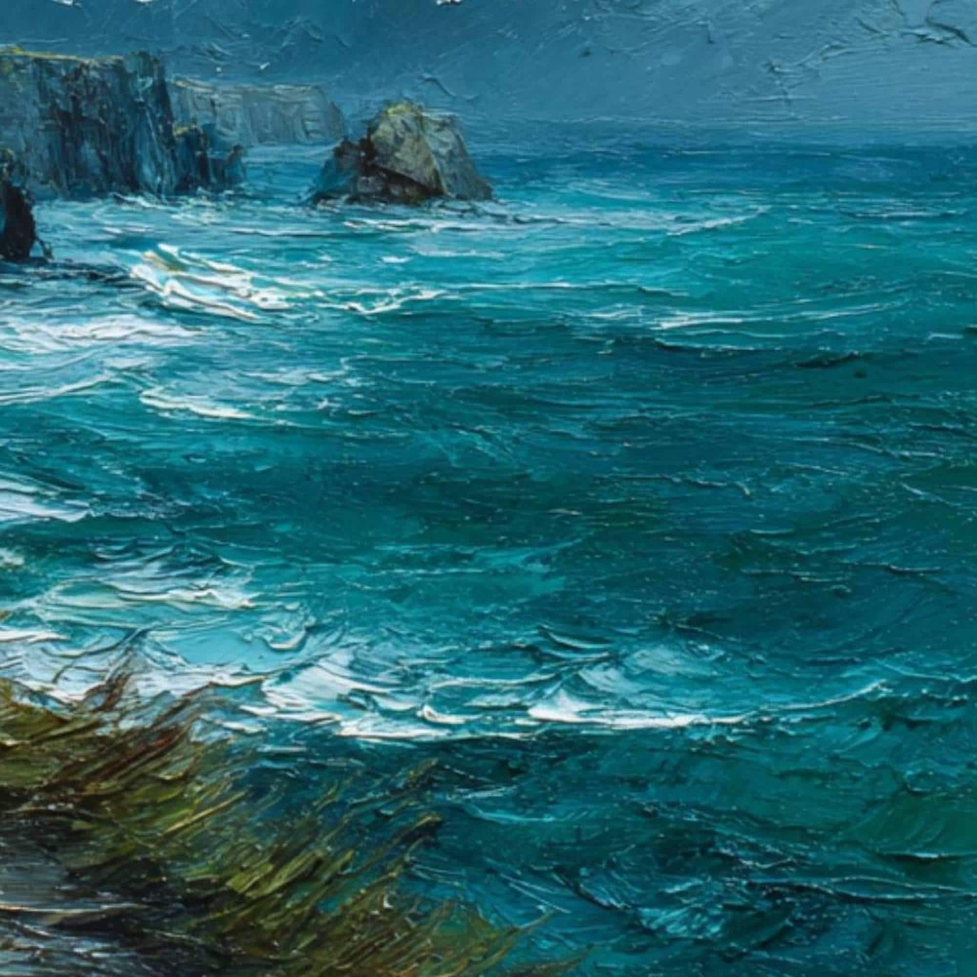 Irish Painting Cliffs of Moher Original Art Stormy Seascape Oil Artwork ...