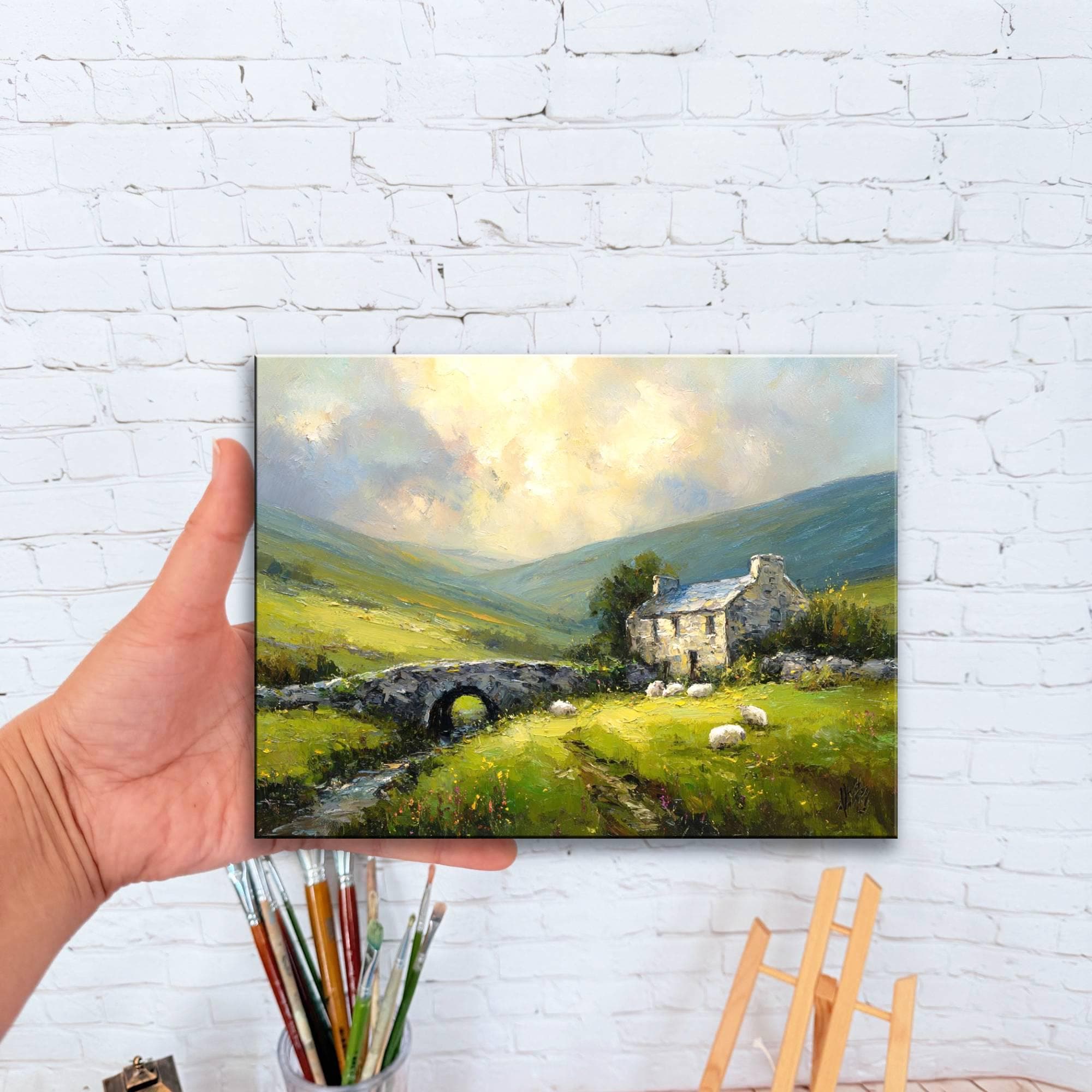Irish Cottage Painting Sheep Original Oil Art Stone House Artwork ...
