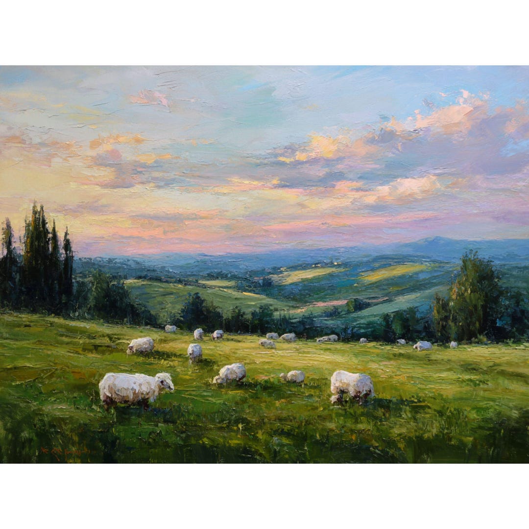 Irish Sheep Painting Original Oil Art West of Ireland Highlands Impasto ...