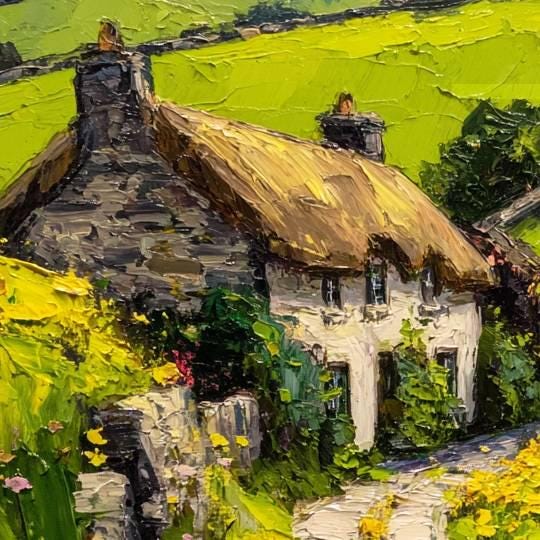 Irish Cottage Painting Ireland Original Oil Art Palette Knife Landscape ...