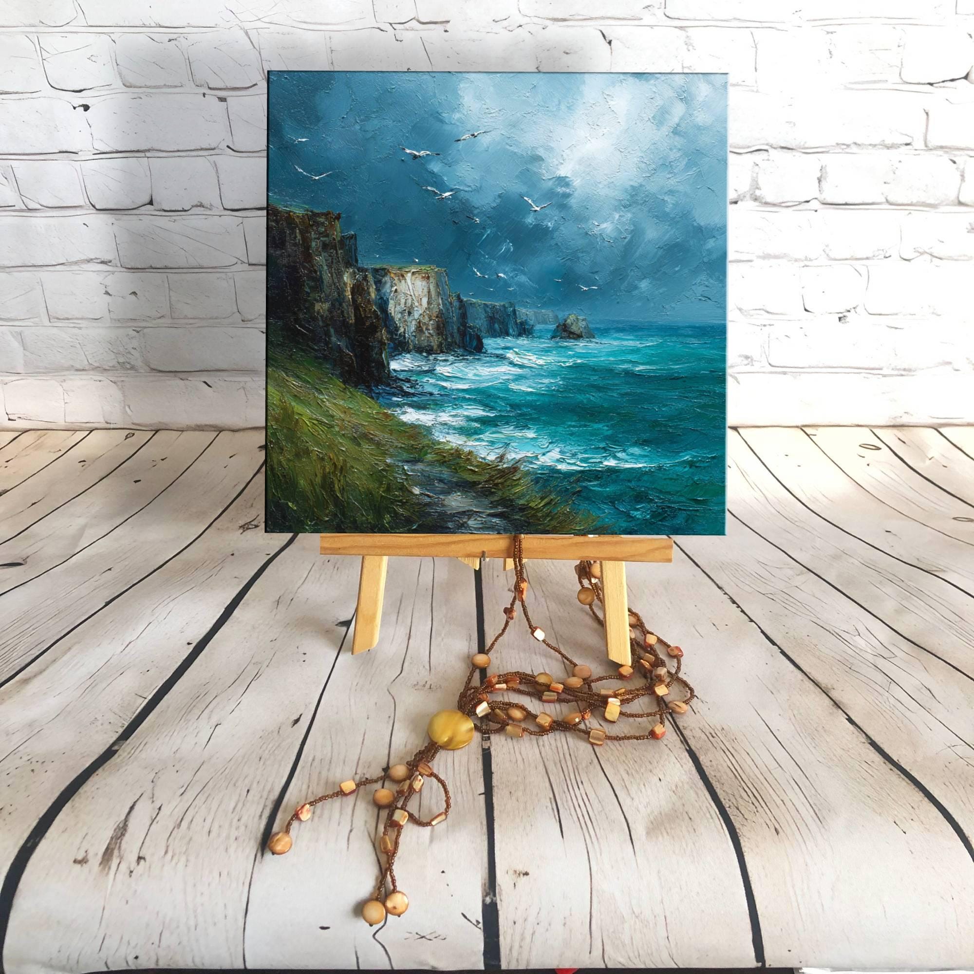 Irish Painting Cliffs of Moher Original Art Stormy Seascape Oil Artwork ...