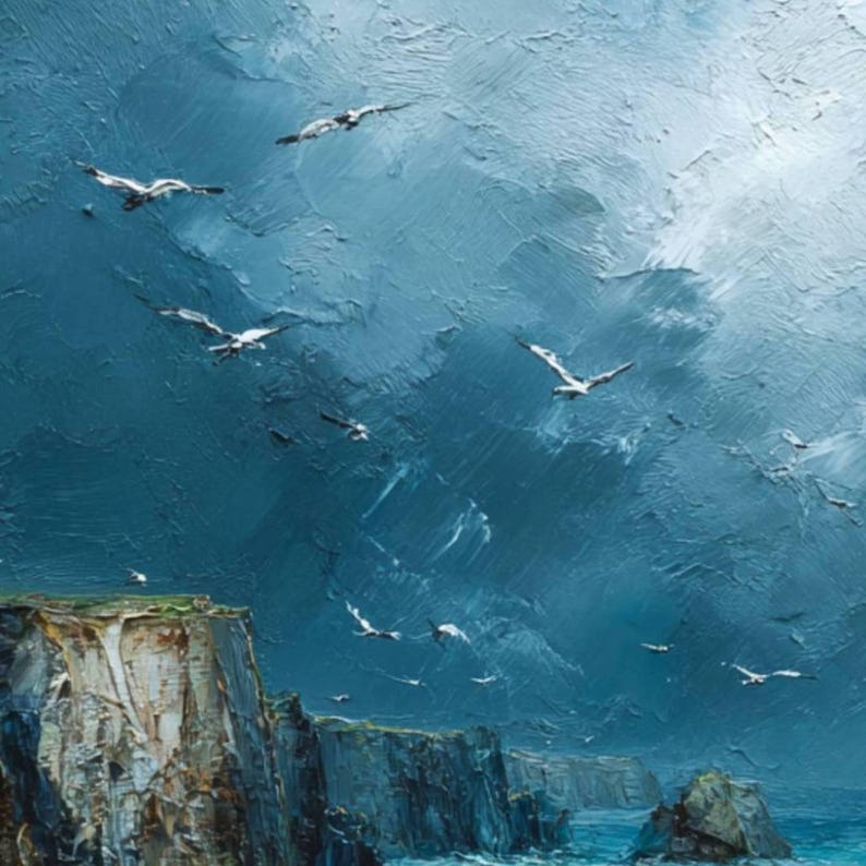 Irish Painting Cliffs of Moher Original Art Stormy Seascape Oil Artwork ...