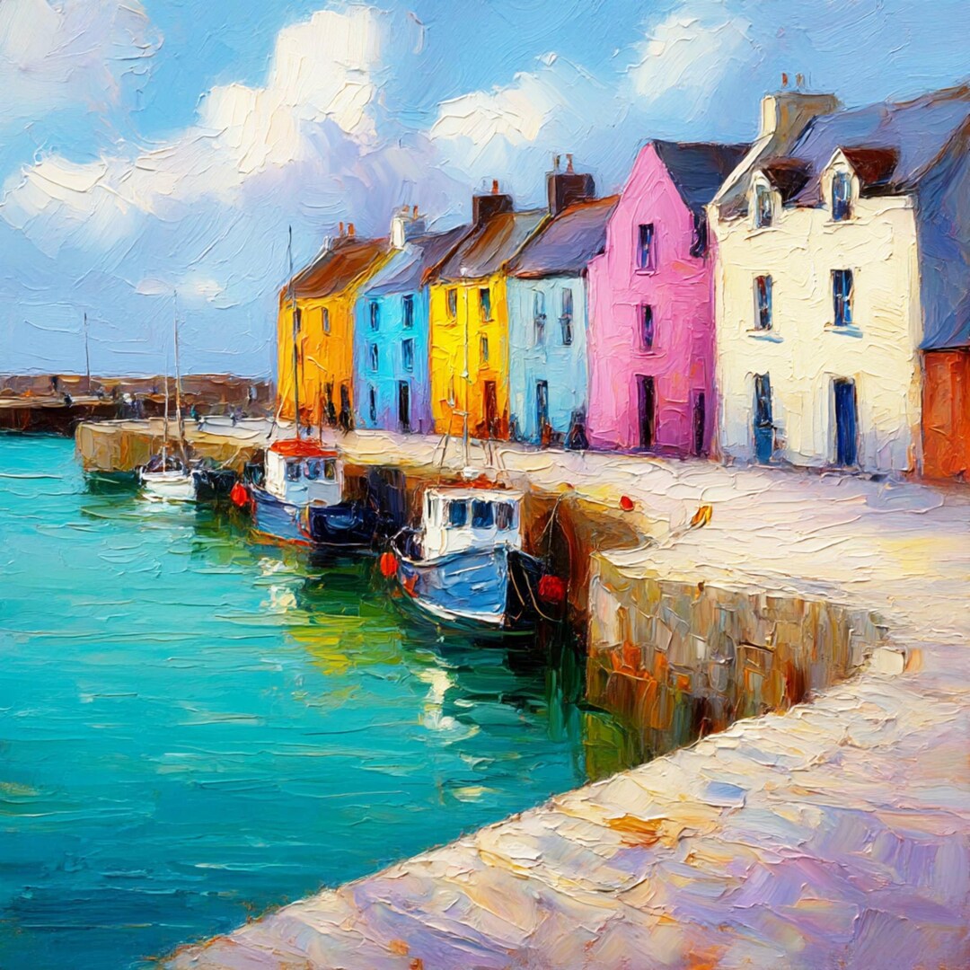 Irish Painting Kinsale Original Oil Art Colorful Harbor Ireland Impasto ...