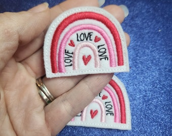 Love Rainbow Valentine Feltie Felt Embroidered Embellishment Center for Bows or Crafts