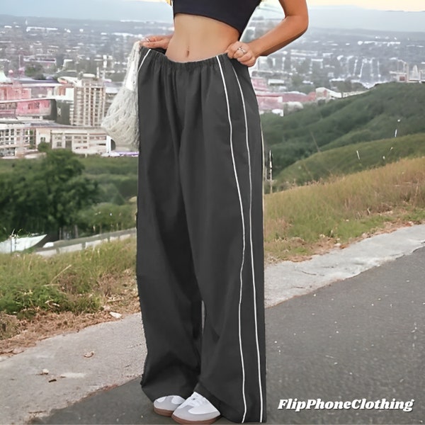 Y2K Nylon Sweatpants | Y2K joggers, tracksuit | Comfy 90s track pants | Straight leg sweatpants