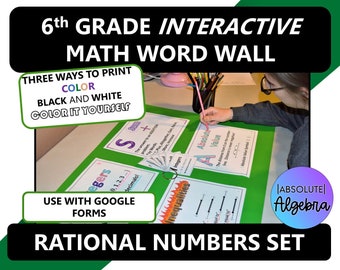 Rationele getallen Interactieve woordmuur voor uw klas Middelbare school Academische woordenschat 26 kaarten Afdrukbaar en digitaal