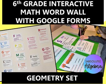 Wiskunde Word Wall Middle School Geometry 25 kaarten afdrukbaar en digitaal