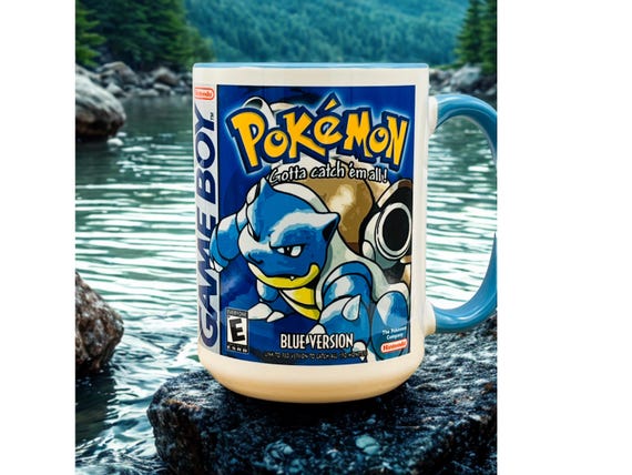 Pokemon Blue Game Boy Mug | Original Gen 1 Cup | Retro Gaming Collector Gift | Vintage Fan Merch