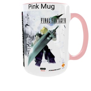 Final Fantasy VII Mug: Retro Game Cover Art, Cloud Strife, Gamer Gift Roze