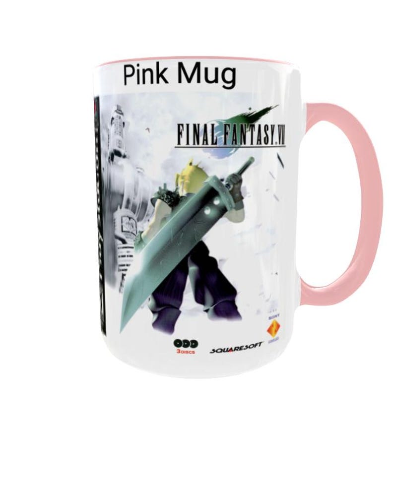 Final Fantasy VII Mug: Retro Game Cover Art, Cloud Strife, Gamer Gift Roze