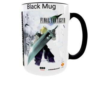 Final Fantasy VII Mug: Retro Game Cover Art, Cloud Strife, Gamer Gift Zwart
