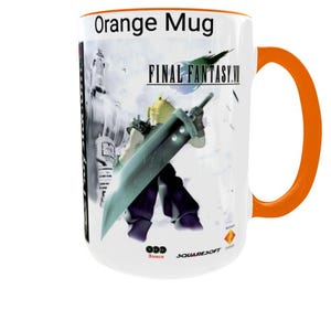 Final Fantasy VII Mug: Retro Game Cover Art, Cloud Strife, Gamer Gift Oranje