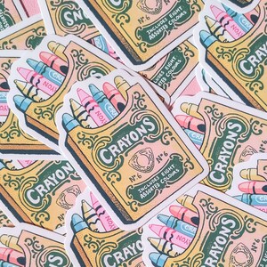 Crayons Box Vinyl Sticker: Waterproof Laptop Decal