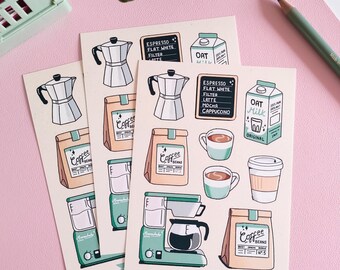 Coffee sticker sheet | Vinyl waterproof stickers | laptop decals