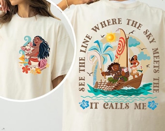 Disney The sea it calls me Moana Shirt, Moana And Maui Shirt, Ocean Map Disneyland Tee, Funny Magic Kingdom, Disney Family Trip